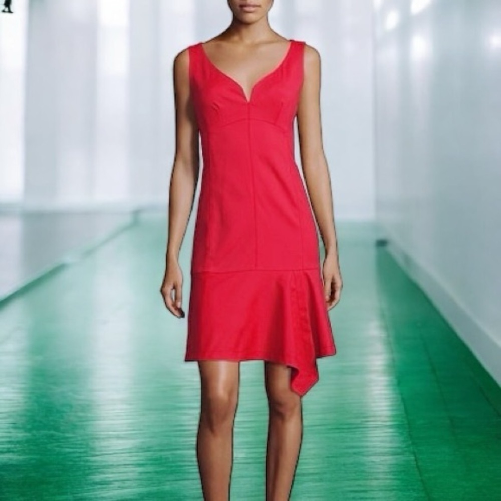 Nanette Lepore Poplin ‘Come Sail Away Dress’ with Flounce Hem in Red Size 0